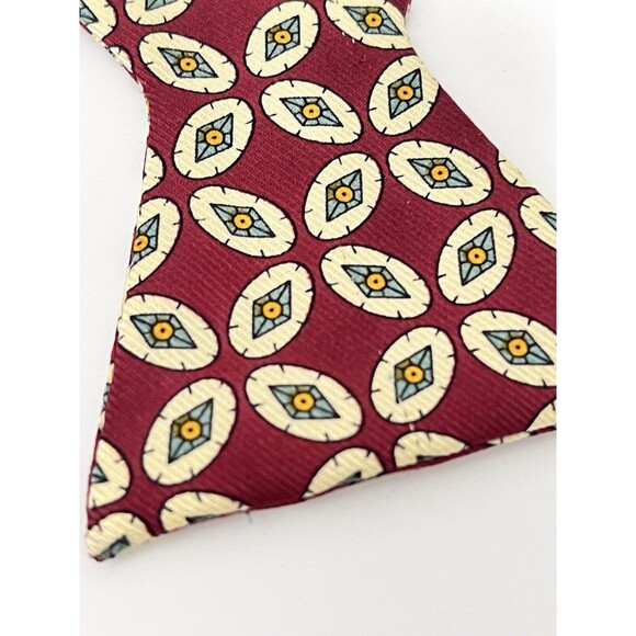 Brooks Brothers All Silk Bow Tie Red, Cream And Green Paisley Repp Made In USA - Picture 3 of 10